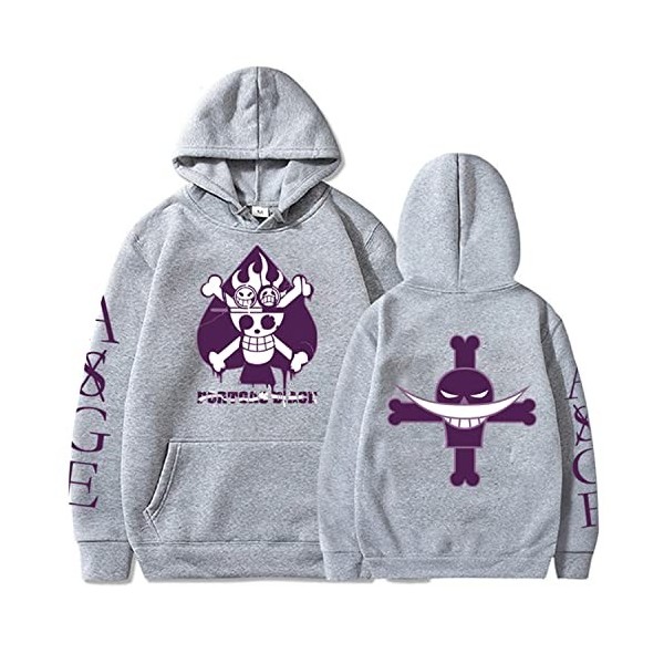 Sybnwnwm Sweat à capuche One Piece Barbe Blanche Imprimé 3D Top Casual Sport Pullover Sweatshirts Unisexe, Noir , XXS