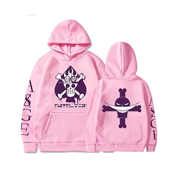 Sybnwnwm Sweat à capuche One Piece Barbe Blanche Imprimé 3D Top Casual Sport Pullover Sweatshirts Unisexe, Noir , XXS