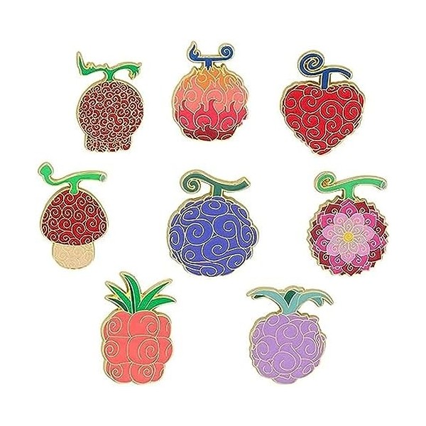 Devils Fruit Badge Métal Akuma No Mi Broche Mignon Luffy Gomu Gomu No Mi Pin 8 Pièces Veste Sac Fan Series Accessoires