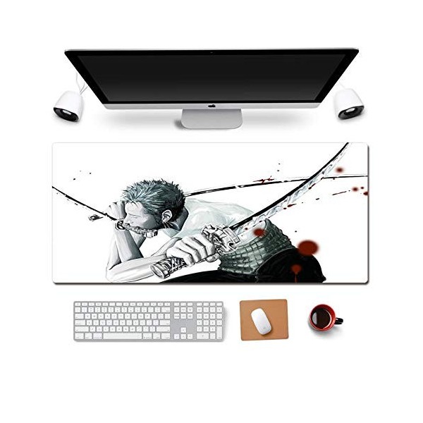 Tapis de Souris One Piece Sauron 900x400mm Tapis de Souris XXL Multifonction Gaming Mousepad XXL Grand sous Main, Anime Souri