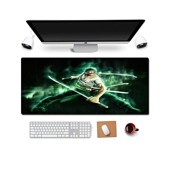 Tapis de Souris One Piece Sauron 900x400mm Tapis de Souris XXL Multifonction Gaming Mousepad XXL Grand sous Main, Anime Souri