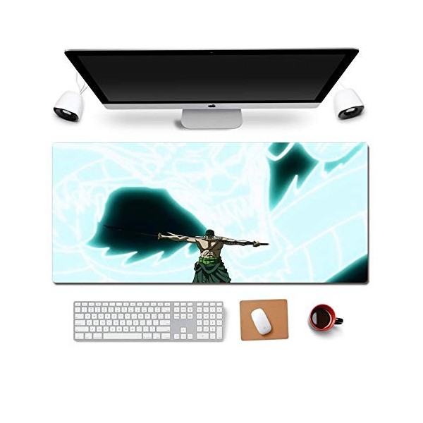 Tapis de Souris One Piece Sauron 900x400mm Tapis de Souris XXL Multifonction Gaming Mousepad XXL Grand sous Main, Anime Souri