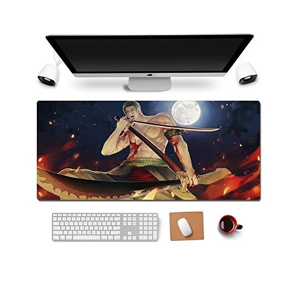 Tapis de Souris One Piece Sauron 900x400mm Tapis de Souris XXL Multifonction Gaming Mousepad XXL Grand sous Main, Anime Souri