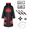 ACWOO Anime Déguisement de Costume Akatsuki Cosplay Halloween et Noël Cape Déguisement avec Collier Anneau Bandeau pour Enfan