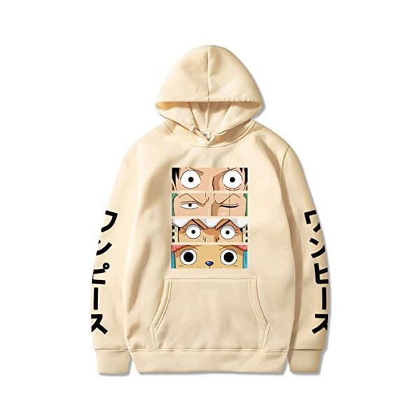 Sybnwnwm One Piece Sweats à Capuche Hoodie Luffy Zoro Chopper Imprimé Pull Anime Sweats à Capuche Hoodies Longues Sweatshirt 