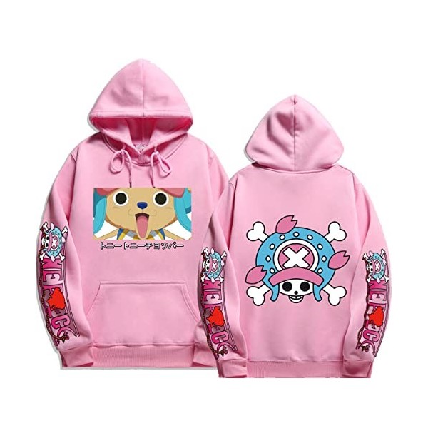 Sybnwnwm Sweat à capuche One Piece Chopper imprimé Anime Hoodies Sweat à capuche à manches longues Unisexe, beige, S