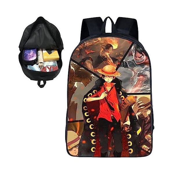 FYDZBSL One Piece Sacs à Dos, Luffy Étudiant Cartable, Enfant Sacs à Dos, Livre Sac One Piece Sac décole, Imprimé en 3D Sacs