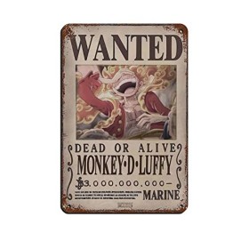 One Piece Monkey D Luffy Dernier Billion Wanted Poster sur toile rétro en métal Plaque en métal Art rétro Peinture en fer Bar
