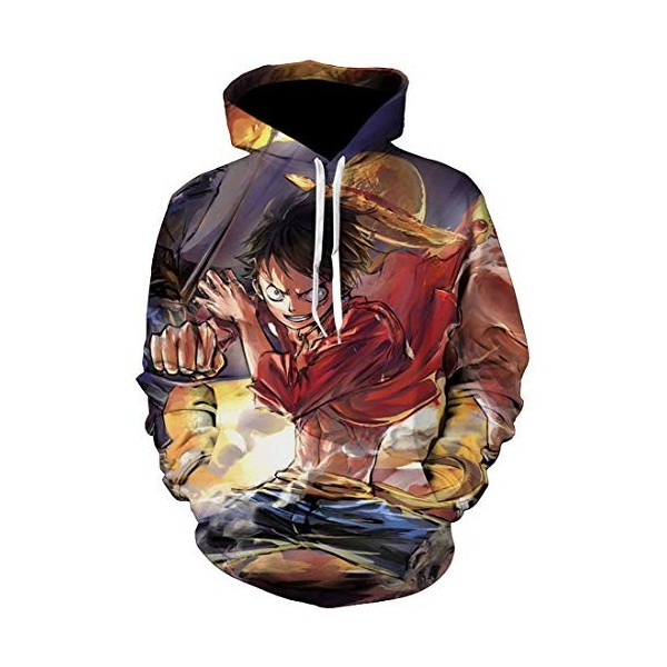 OLIPHEE Sweats à Capuche Homme à 3D Anime Sweat à Cosplay Costume Hoodies Manches Longues Veste Shirt Ace-1 S