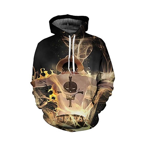 OLIPHEE Sweats à Capuche Homme à 3D Anime Sweat à Cosplay Costume Hoodies Manches Longues Veste Shirt Ace-1 S