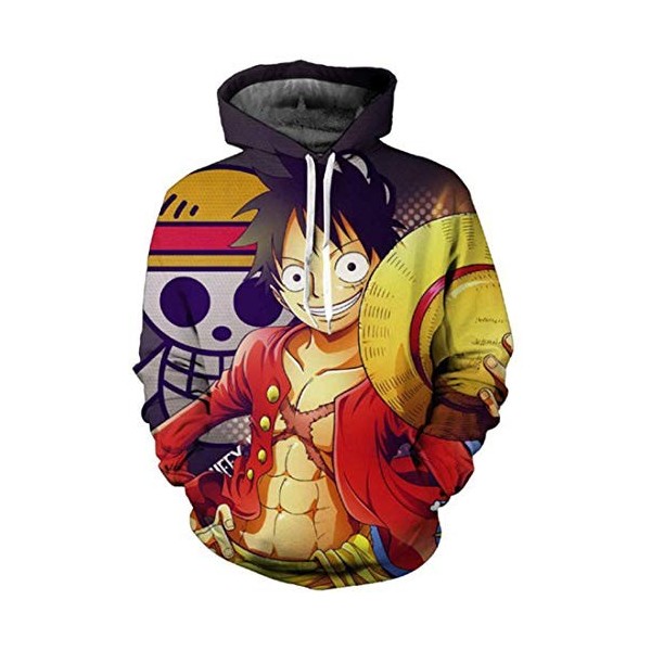 OLIPHEE Sweats à Capuche Homme à 3D Anime Sweat à Cosplay Costume Hoodies Manches Longues Veste Shirt Ace-1 S
