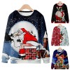 Pull de Noel Homme Imprimé Fesses du Père Noël Tee Shirt Manche Longue Homme Casual Sport Pull Imprimé Flocon de Neige Ugly P