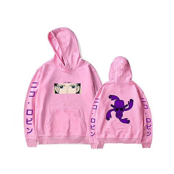 Sybnwnwm Sweat à capuche One Piece Nico Robin Cosplay avec poches pour vêtements de ville pour homme et femme, rose, M