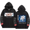Sybnwnwm Anime One Piece Gear 5. Sweat imprimé Luffy Streetwear Hip Hop, Noir , XS