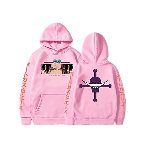 Sybnwnwm Anime One Piece Sweats à Capuche Hoodies Blanc Barbe Cosplay Sweatshirt Drawstring Pulls Tops