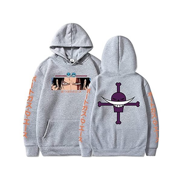Sybnwnwm Anime One Piece Sweats à Capuche Hoodies Blanc Barbe Cosplay Sweatshirt Drawstring Pulls Tops