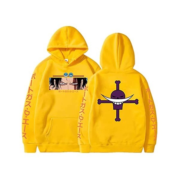Sybnwnwm Anime One Piece Sweats à Capuche Hoodies Blanc Barbe Cosplay Sweatshirt Drawstring Pulls Tops