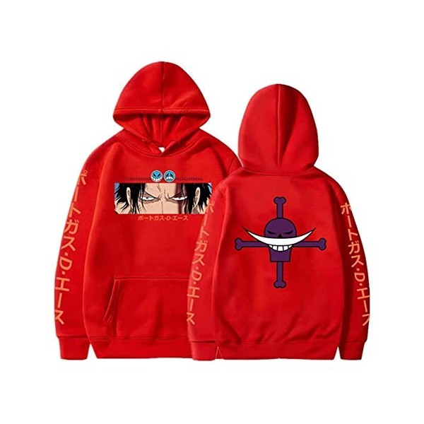 Sybnwnwm Anime One Piece Sweats à Capuche Hoodies Blanc Barbe Cosplay Sweatshirt Drawstring Pulls Tops
