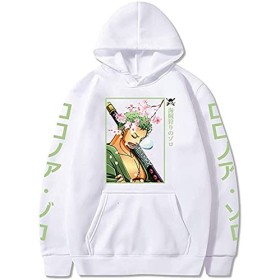 Sybnwnwm Sweat à capuche unisexe One Piece imprimé Zoro - Sweat à capuche à manches longues - Unisexe, beige, XS