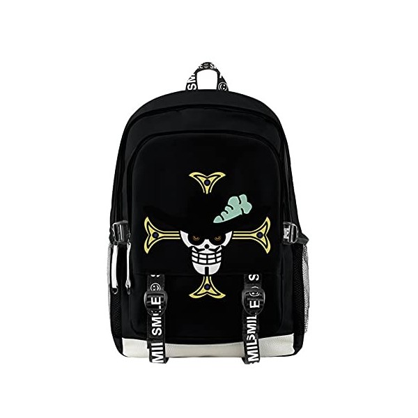 AMOMA Unisexe Anime One Piece Daypacks Cosplay Luffy Zoro 3D Imprimé Léger Casual Polyvalent Toile Sac À Dos One Size,ZoroGre