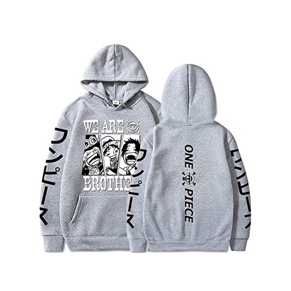 Sybnwnwm Sweat à capuche One Piece Luffy Zoro avec poches pour homme et femme, Noir , XL