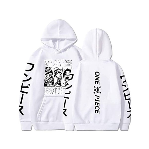 Sybnwnwm Sweat à capuche One Piece Luffy Zoro avec poches pour homme et femme, Noir , XL