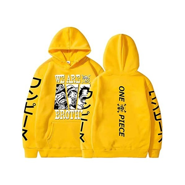 Sybnwnwm Sweat à capuche One Piece Luffy Zoro avec poches pour homme et femme, Noir , XL