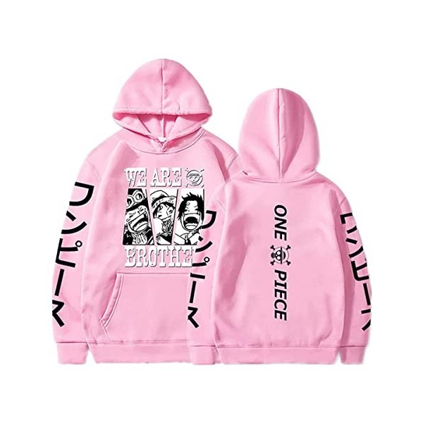Sybnwnwm Sweat à capuche One Piece Luffy Zoro avec poches pour homme et femme, Noir , XL