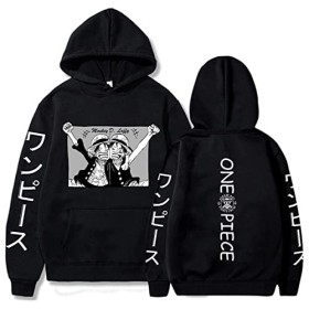 Sybnwnwm Sweat à capuche One Piece Luffy Ace imprimé 3D, Noir , M