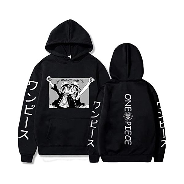 Sybnwnwm Sweat à capuche One Piece Luffy Ace imprimé 3D, Noir , M