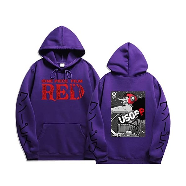 Sybnwnwm Sweat à capuche unisexe One Piece USOPP imprimé Cosplay à manches longues, beige, M
