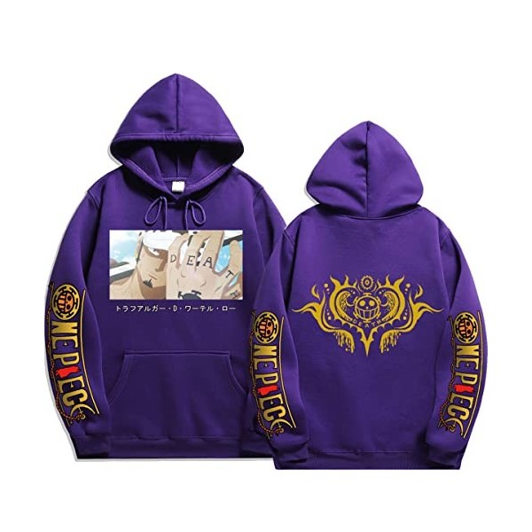 Sybnwnwm Sweat à capuche Anime One Piece Law Crew, Noir , L
