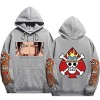 Sybnwnwm Anime One Piece Print Hoodies Ace Sweatshirts Homme Femme Adolescents Streetwear Hip Hop Pullover, beige, M