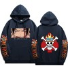 Sybnwnwm Anime One Piece Print Hoodies Ace Sweatshirts Homme Femme Adolescents Streetwear Hip Hop Pullover, beige, M