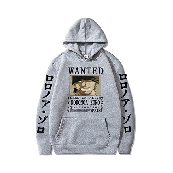 Sybnwnwm Sweat à capuche One Piece imprimé Roronoa Zoro avec cordon de serrage pour homme, Noir , XL