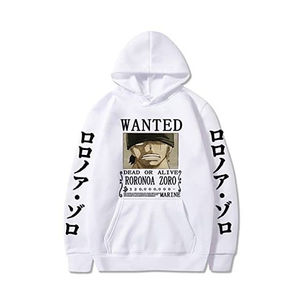 Sybnwnwm Sweat à capuche One Piece imprimé Roronoa Zoro avec cordon de serrage pour homme, Noir , XL