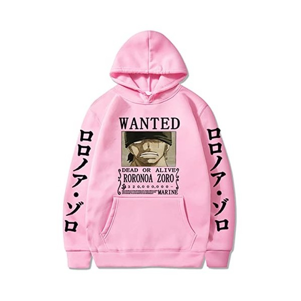 Sybnwnwm Sweat à capuche One Piece imprimé Roronoa Zoro avec cordon de serrage pour homme, Noir , XL