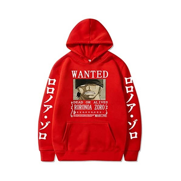Sybnwnwm Sweat à capuche One Piece imprimé Roronoa Zoro avec cordon de serrage pour homme, Noir , XL