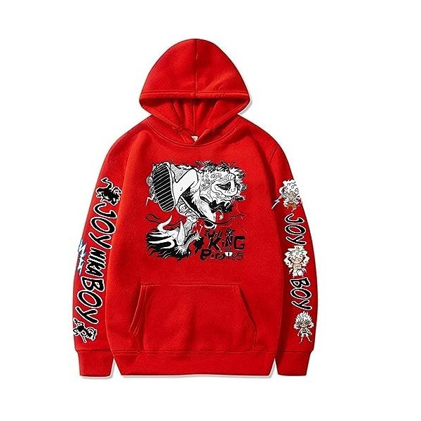 Sybnwnwm Sweat à capuche unisexe One Piece Gear 5.Luffy cheveux blancs Nika Sweat à capuche avec cordon de serrage, Noir , M