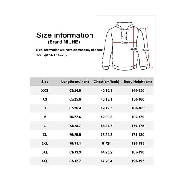 NIUHE Navigation Homme Sweat à Capuche Sweat Manche Longue Pull Sport Casual 1Noir-B6974,M 