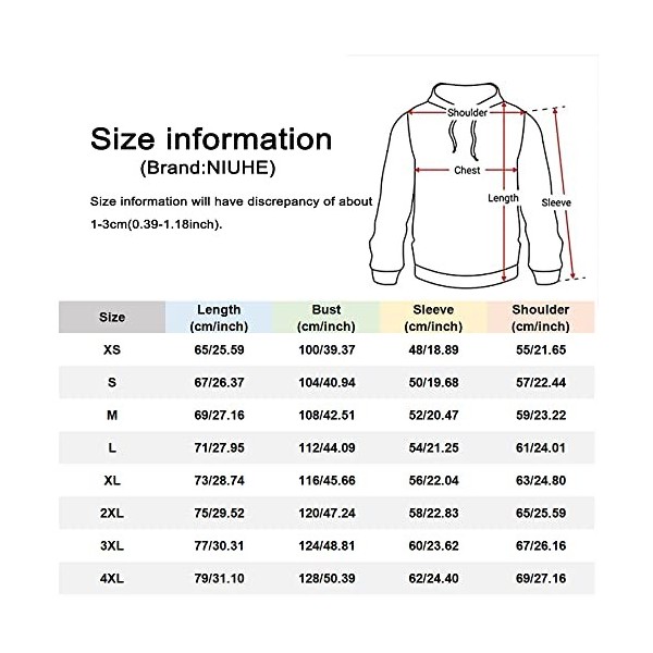 NIUHE Homme Sweat à Capuche Le Visage Souriant Personnages imprimés sur la Poitrine Logo imprimé dans Le Dos décontracté à Ma