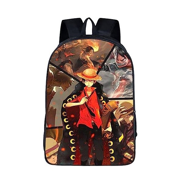 LGQHCE One Piece Enfants Sac à Dos, Luffy Sac à Dos, One Piece Sac À Dos Étudiant, 3D Cartoon Sac à Dos, Garçons et FillesCar