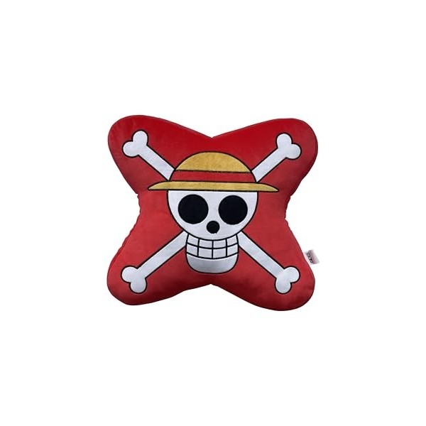 Coussin Pirate One Piece - Sous licence officielle - Qualité supérieur, rouge, 40 centimètre