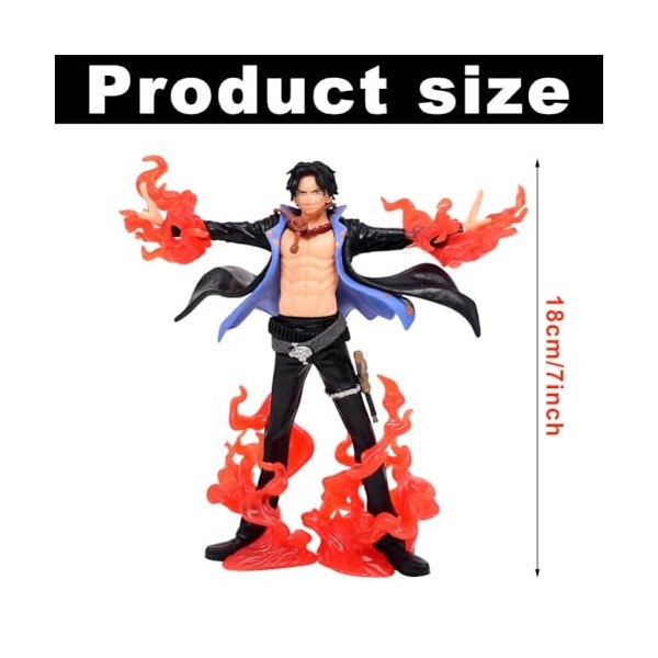 IOSCDH One Piece Figure, Anime One Piece Figurine Ace Figure, Figurines Anime Figurine PVC 18cm Figurine À Collectionner, Mod