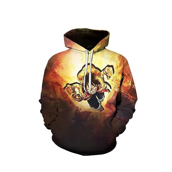 Sybnwnwm Sweat à Capuche Homme One Piece Pull de Manches Longues D Luffy Enfants Pull Survêtement Outfit