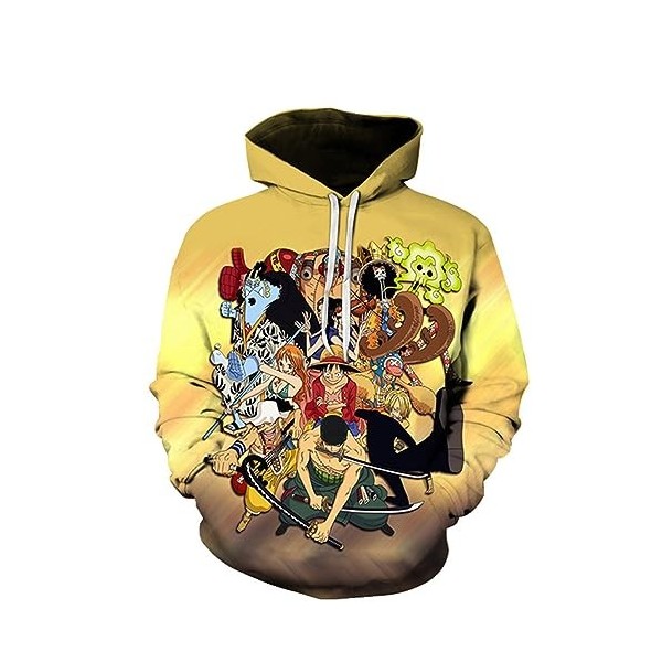 Sybnwnwm Sweat à Capuche Homme One Piece Pull de Manches Longues D Luffy Enfants Pull Survêtement Outfit