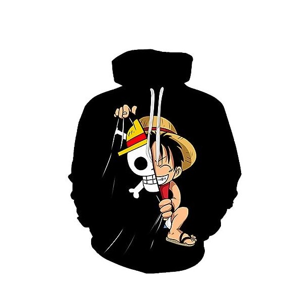 Sybnwnwm Sweat à Capuche Homme One Piece Pull de Manches Longues D Luffy Enfants Pull Survêtement Outfit