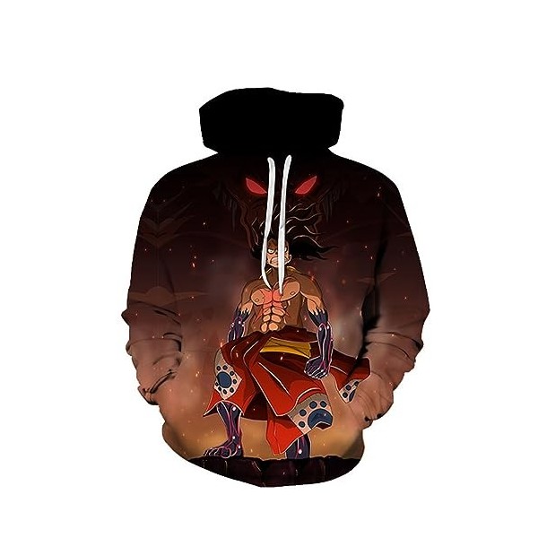 Sybnwnwm Sweat à Capuche Homme One Piece Pull de Manches Longues D Luffy Enfants Pull Survêtement Outfit