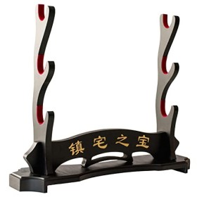 FOXSMZZ Katana Wakizashi Tanto Support mural rembourré en velours pour épée de samouraï 3 animaux 