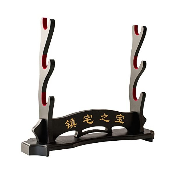 FOXSMZZ Katana Wakizashi Tanto Support mural rembourré en velours pour épée de samouraï 3 animaux 